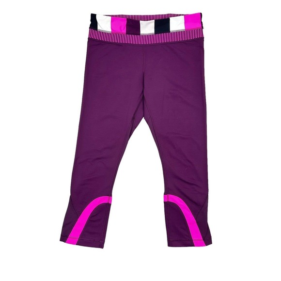 Lululemon Run Inspire Crop II Leggings Women’s Size 8 Purple Pink Colorblock - Picture 2 of 15